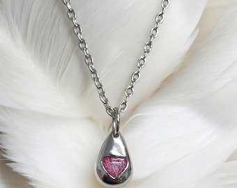 Sterling Silver Cremation Ash Necklace: Teardrop Memorial Pendant / Pet Memorial Keepsake / Memorial Jewellery