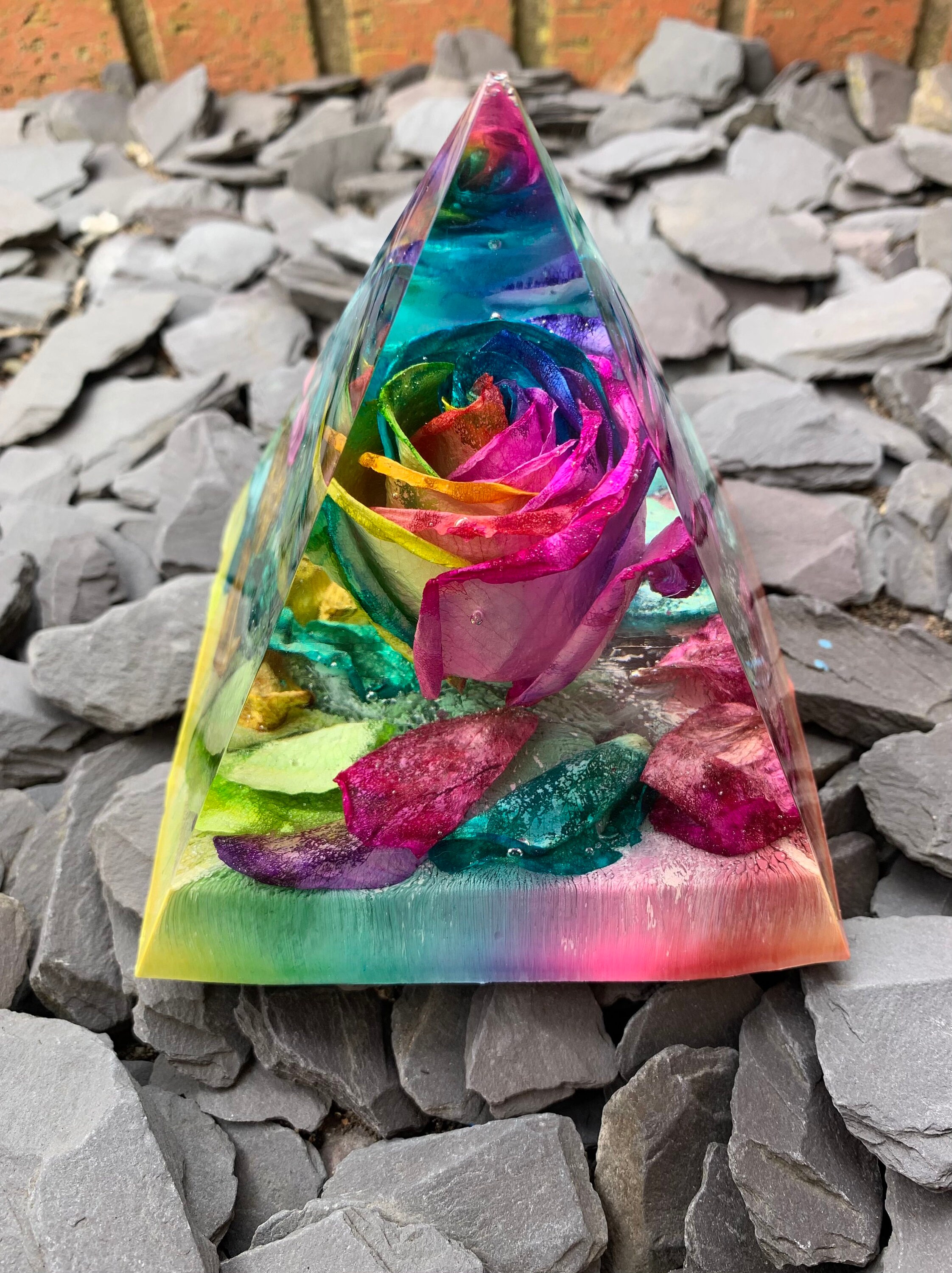 Custom Flower Pyramid / Resin Pyramid / Real Flower Pyramid / Etsy