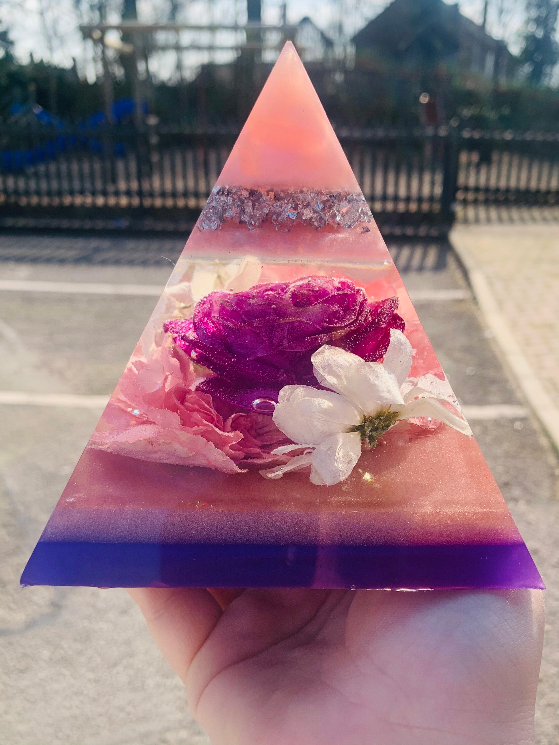 Custom Flower Pyramid / Resin Pyramid / Real Flower Pyramid / Etsy