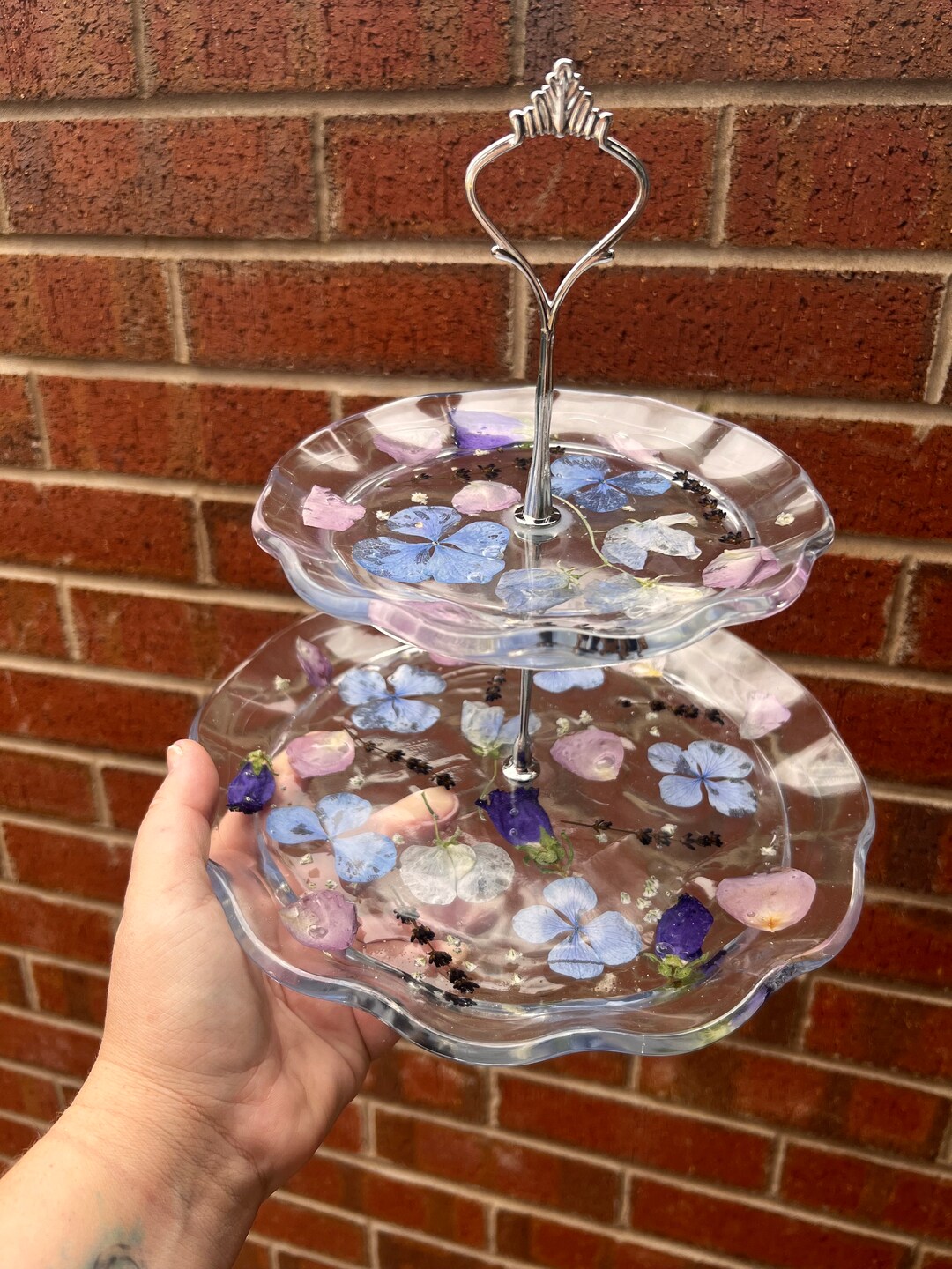 Flower Preservation Cake Stand / Resin Cake Stand / Confetti / Floral