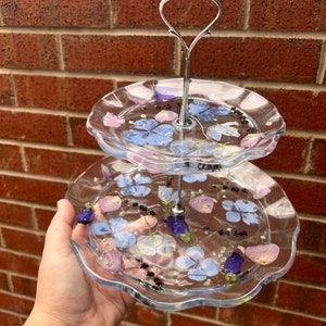 Flower Preservation Cake Stand / Resin Cake Stand / Confetti  / Floral Cake Stand / Wedding Keepsake / Afternoon Tea Stand