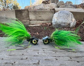 手彫りバルサ材フロッグポッパー：オオクチバスフライフィッシング