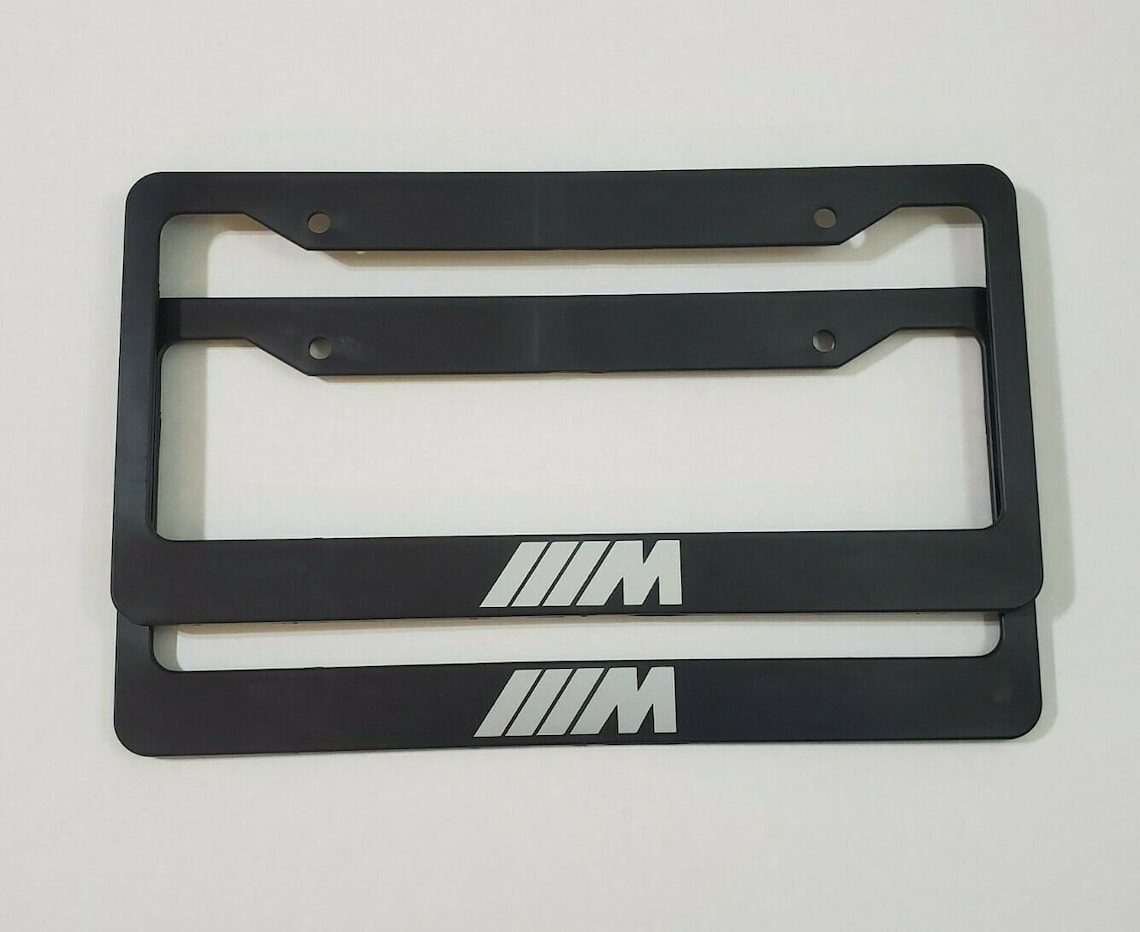 Bmw m logo license plate frames black pair | Etsy