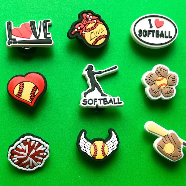 Softball Shoe Charms - Cute Shoe Charm - Ball Shoe Charms - PVC Charm - Shoe Decor - Fashion Charm - Shoe Accessories - Sports Shoe Charm