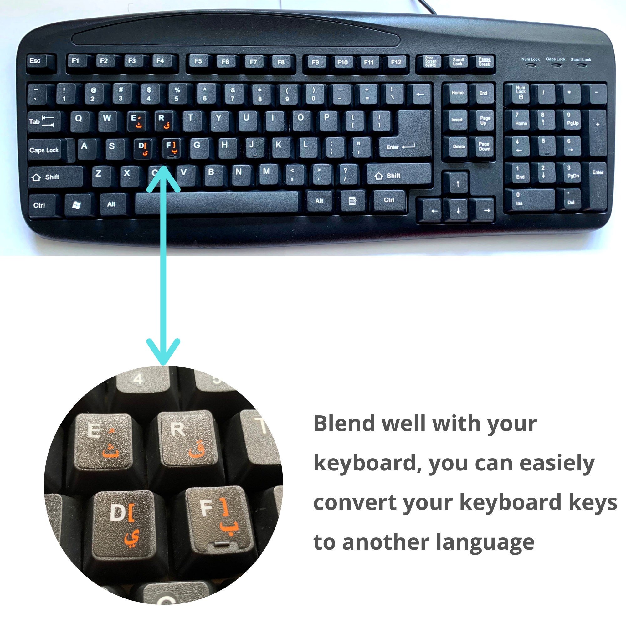 2PCS Arabic Keyboard Stickers - Non-transparent Black Background ...