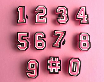 Numbers Shoe Charms - Number Shoe Charm - Pink Numbers Shoe Charms - PVC Charms -Shoe Decor- Charms - Shoe Accessories - Embellishment