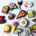 Food Shoe Charms – Pizza, Burger and Popcorn Clog Accessories – Cute Kawaii Snack Shoe Charm Set – Gift for Food Lovers product logo