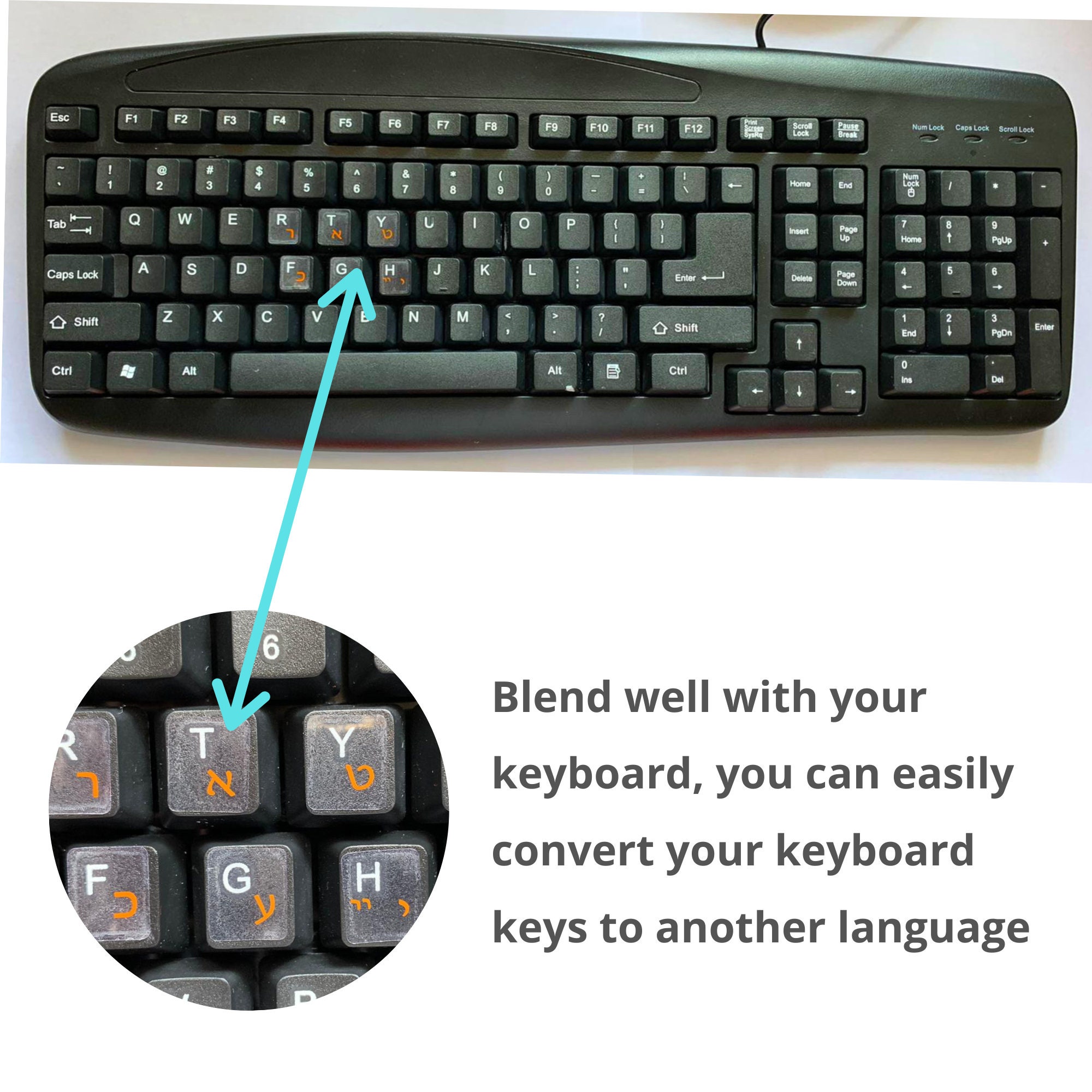 Hebräische Tastatur-Aufkleber - Wasserdicht Mit Weißer Beschriftung Für Laptop & PC