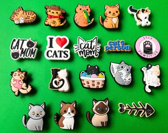 Cat Shoe Charms - Kitty Shoe Charm - Love Cats Shoe Charms - PVC Charms -Shoe Decor- Charms - Shoe Accessories - I Love Cats Charms