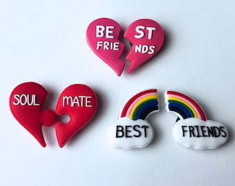 Best Friend Split Shoe Charms – Soulmate Clog Charms – Matching Friendship Set – Cute BFF Shoe Accessories – Gift for Friends