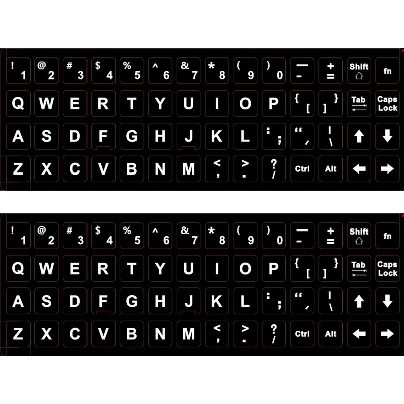 2PCS English keyboard sticker Waterproof Replacement Computer Laptop Keyboard Stickers White Lettering with Non Transparent Black Background image 1