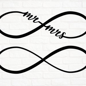Symbole Infini Mr et Mrs SVG, PNG, DXF, eps, Signe Infini personnalisé, svg mariage, motif vectoriel, Cricut, graphique vectoriel