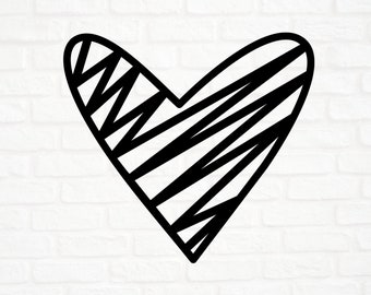 Doodle Heart SVG, PNG, DXF, eps valentines day love svg, cut file, instant download, Cricut, Silhouette Studio