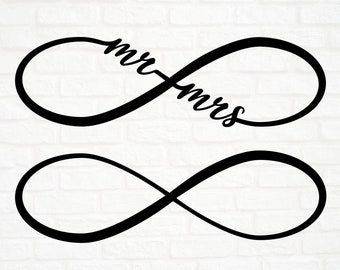 Symbole Infini Mr et Mrs SVG, PNG, DXF, eps, Signe Infini personnalisé, svg mariage, motif vectoriel, Cricut, graphique vectoriel