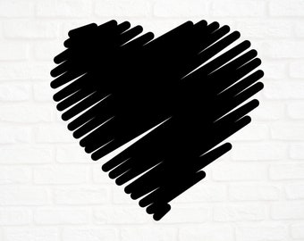 Scribble Heart SVG, PNG, DXF, eps valentines day, love svg, cut file, instant download, Cricut, Silhouette Studio