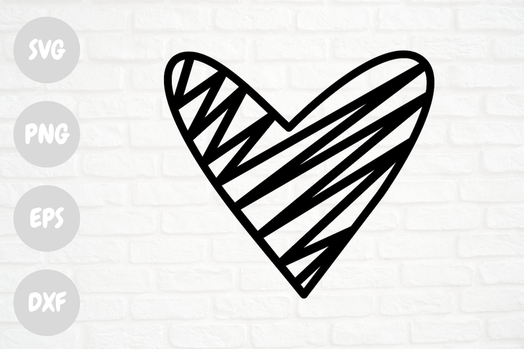 Doodle Heart SVG, PNG, DXF, Eps Valentines Day Love Svg, Cut File ...