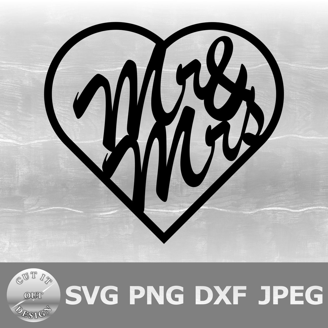 Mr & Mrs Cake Topper SVG Mr and Mrs in Heart Cake Topper Etsy