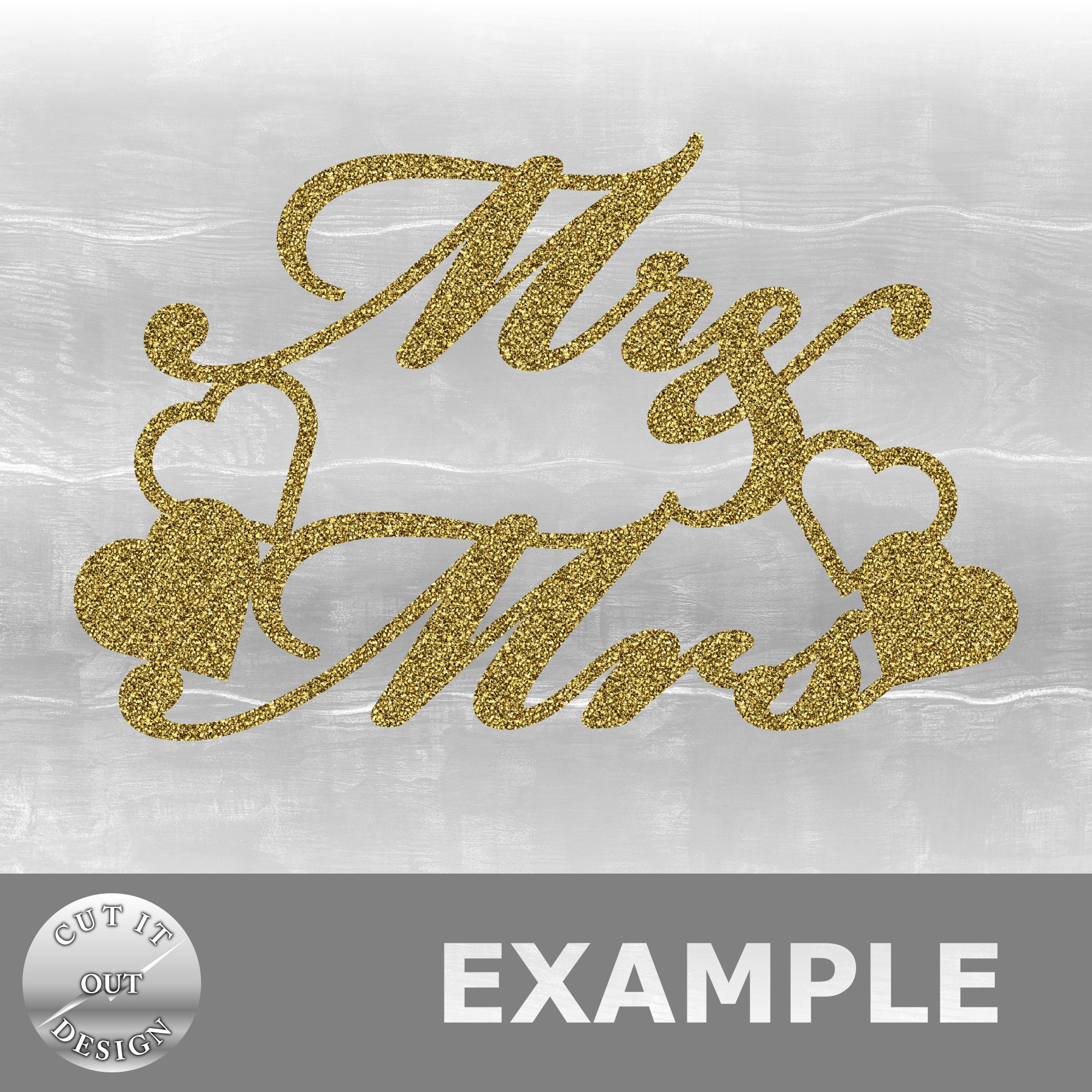 Mr & Mrs cake topper SVG Mr and Mrs with overlapping hearts | Etsy