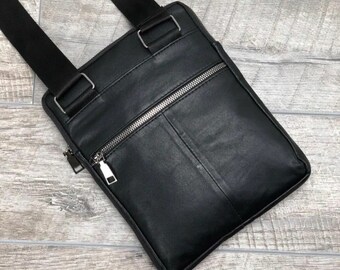 Unisex Genuine Leather Crossbody Bag, Everyday Shoulder Bag (22x26 cm)
