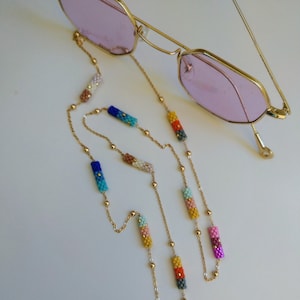 Eyeglasses Chain, Beaded Sunglasses Chain, Sunglasses Strap, Eyeglass String, Shiny Beads, Colorful Eyeglasses Holder, Summer Necklace