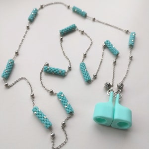 Support magnétique pour chaîne pour airpods, chaîne pour airpods, sangle magnétique anti-perte, sangle pour airpods turquoise perlée, chaîne pour écouteurs Airpods, collier cadeau
