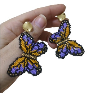 Beaded Butterfly Earrings, Sead Bead Earrings, Butterfly Pattern Earrings, Miyuki Beads Jewelry, Large Butterfly Earrings, Gift For Her