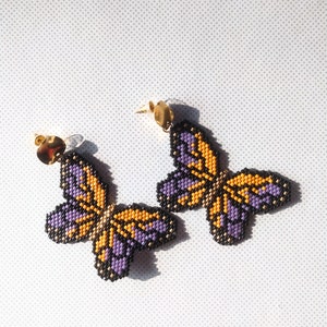 Beaded Butterfly Earrings, Sead Bead Earrings, Butterfly Pattern Earrings, Miyuki Beads Jewelry, Large Butterfly Earrings, Gift For Her