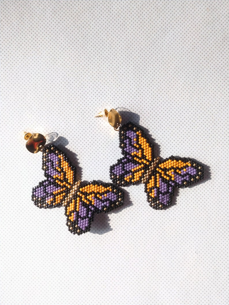 Beaded Butterfly Earrings, Sead Bead Earrings, Butterfly Pattern Earrings, Miyuki Beads Jewelry, Large Butterfly Earrings, Gift For Her