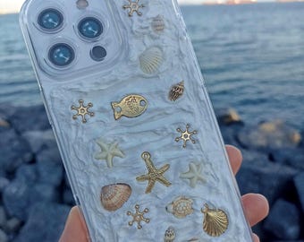 Handmade Seashell iPhone Case, Beach Charm Phone Case
