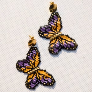 Beaded Butterfly Earrings, Sead Bead Earrings, Butterfly Pattern Earrings, Miyuki Beads Jewelry, Large Butterfly Earrings, Gift For Her