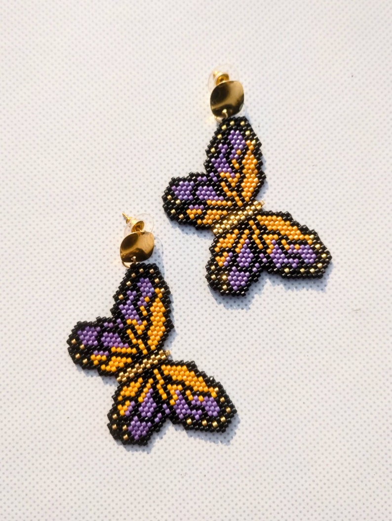 Beaded Butterfly Earrings, Sead Bead Earrings, Butterfly Pattern Earrings, Miyuki Beads Jewelry, Large Butterfly Earrings, Gift For Her
