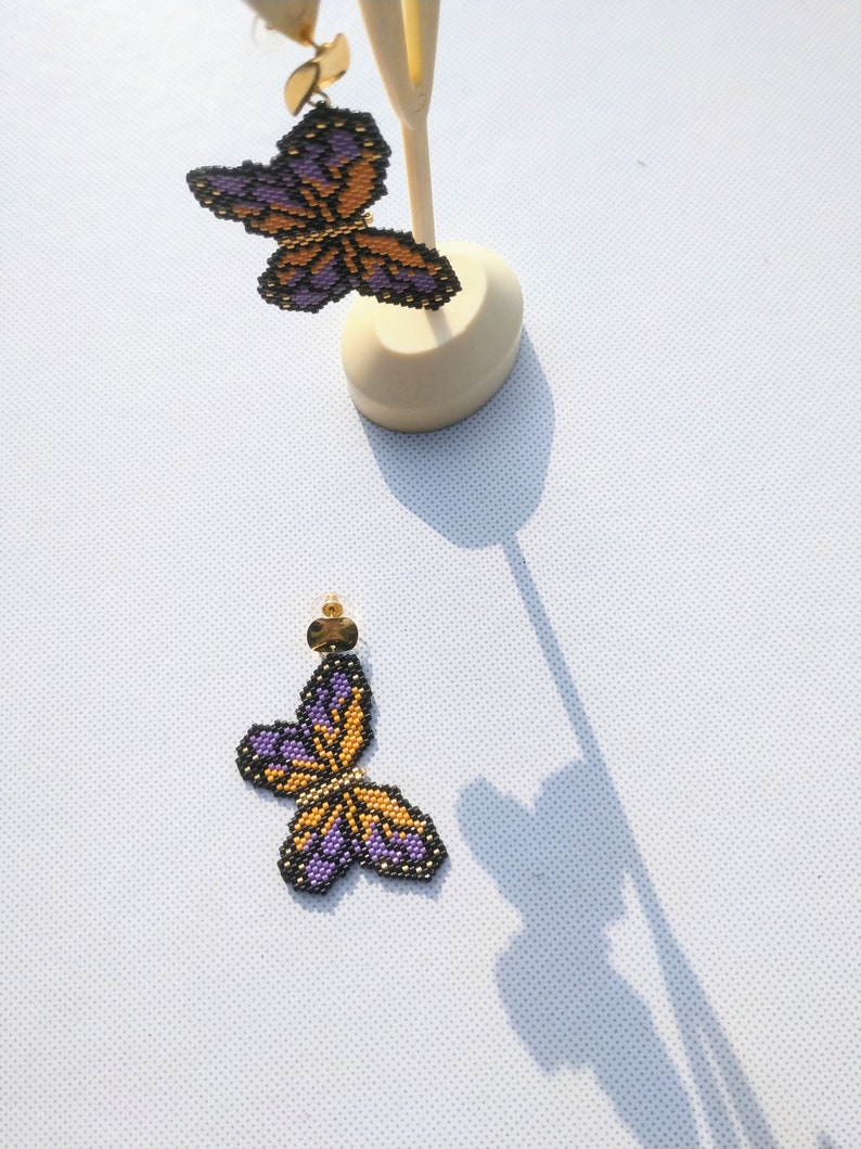 Beaded Butterfly Earrings, Sead Bead Earrings, Butterfly Pattern Earrings, Miyuki Beads Jewelry, Large Butterfly Earrings, Gift For Her