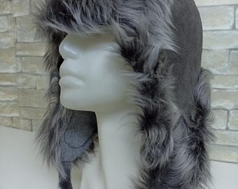 Real Natural Fur Hat, Uskanka Russian Trapper Hat, Leather Aviator Winter Cap