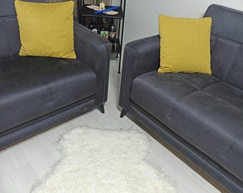 Handmade Curly Sheepskin Rug, Natural Leather Carpet