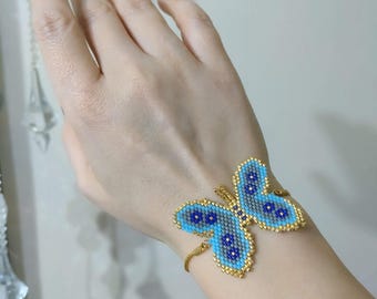 Personalized Gift, Beaded Butterfly Earrings, Butterfly Bracelet, Butterfly Pattern Earring and Necklace Set, Large Butterfly Earrings