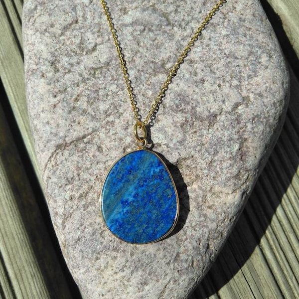 long necklace necklace and lapis lazuli pendant in stainless steel length of your choice