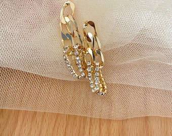 Sparkle chain earrings/ Dangle chain earrings/ Long link earrings
