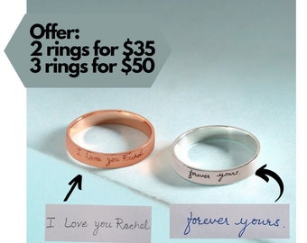 Actual Handwriting Band Ring, Eternity Ring, Memorial Handwriting Ring Wedding Band, Personalized Handwriting Gift, Custom handwriting ring