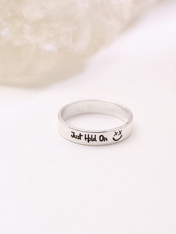 XX Smiley Face Ring, Louis Tomlinson Just Hold on with XX Smiley Engraved Ring, Just Hold on Ring, Louis Tomlinson Smiley Face Ring.