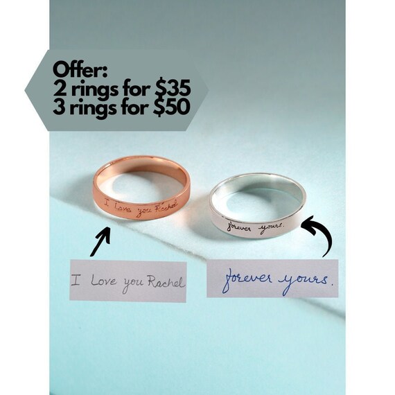 Actual Handwriting Band Ring Eternity Ring Memorial Handwriting Ring Wedding Band Personalized Handwriting Gift Custom Handwriting Ring Etsy