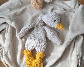 Crochet Soft Chunky Goose Snuggler – Handmade Baby Plushie