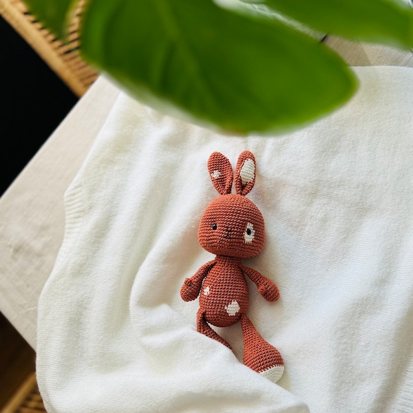 Brick color Bunny Boo - Amigurumi crochet handmade bunny doll