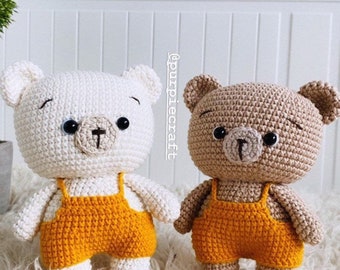 Ted- Amigurumi teddy bear crochet handmade organic PDF English Pattern