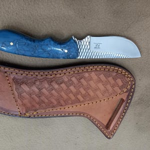 Handmade Farrier Rasp Steel Skinner Knife: Cowboy Style, Leather Sheath