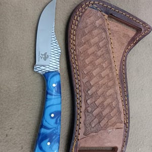 Handmade Farrier Rasp Steel Skinner Knife: Cowboy Style, Leather Sheath