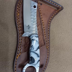 Handmade Farrier Rasp Steel Skinner Knife: Cowboy Style, Leather Sheath