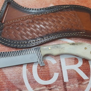Custom hand Made full Tang farrier rasp steel cowboy Bull cutter knife