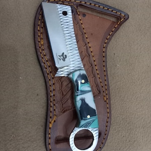 Handmade Farrier Rasp Steel Skinner Knife: Cowboy Style, Leather Sheath