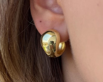 18k Gold • Celestial Chubby Hoops • Hoop Earrings  • Trendy Design