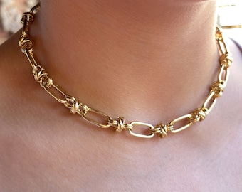 18k Gold-Filled  • Elegant Large Staple Chain • Solid Link Necklace • Thick Gold Chain  • Layered Necklace • Anti-tarnish • hypoallergenic
